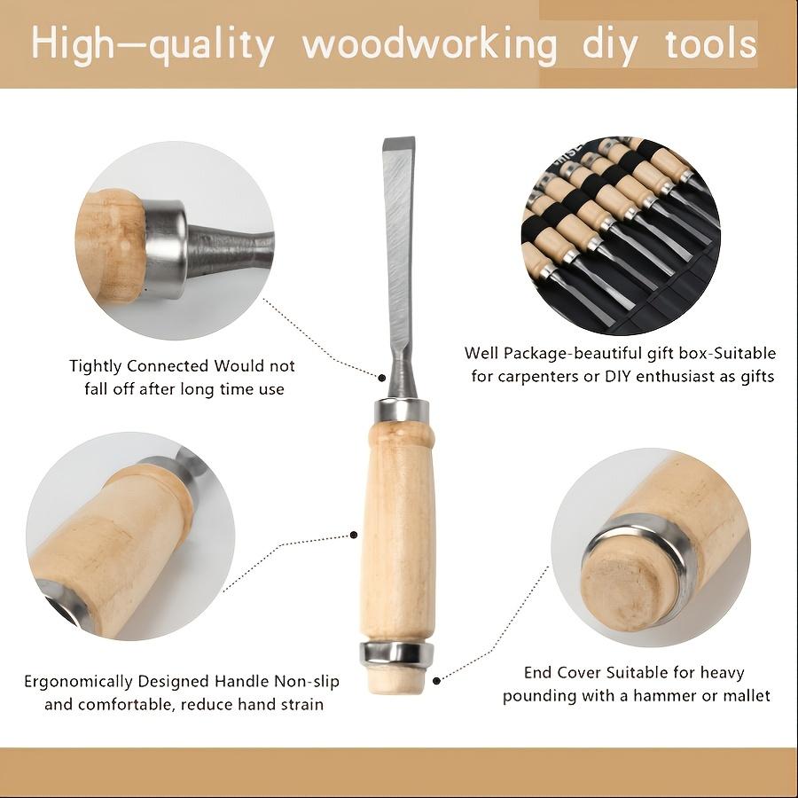 Wood Carving Tool Set 12 A chisel with a canvas case Woodworking chisel Woodworking tools and accessories Wood carving chisel Sharp Steel blade
