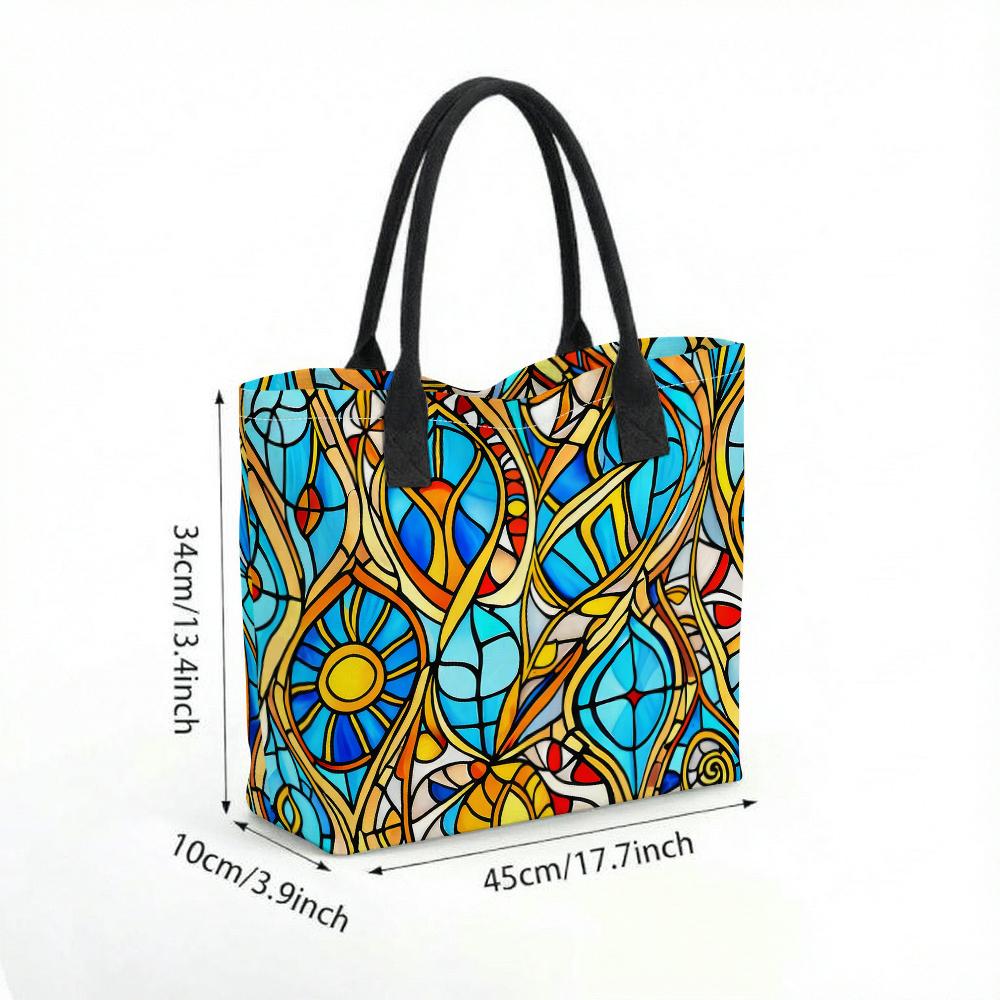 Stained Glass Pattern Tote Bag Fashion Casual Large Capacity Daily Use Handbag