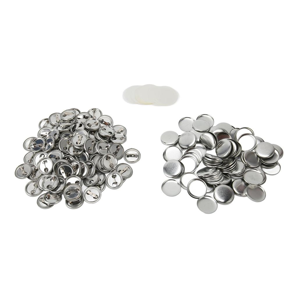 100 Sets Blank Button Badge Parts Set Round Shape Rust Prevention Easy Print Button Pin Badge Kit for Button Making Machine