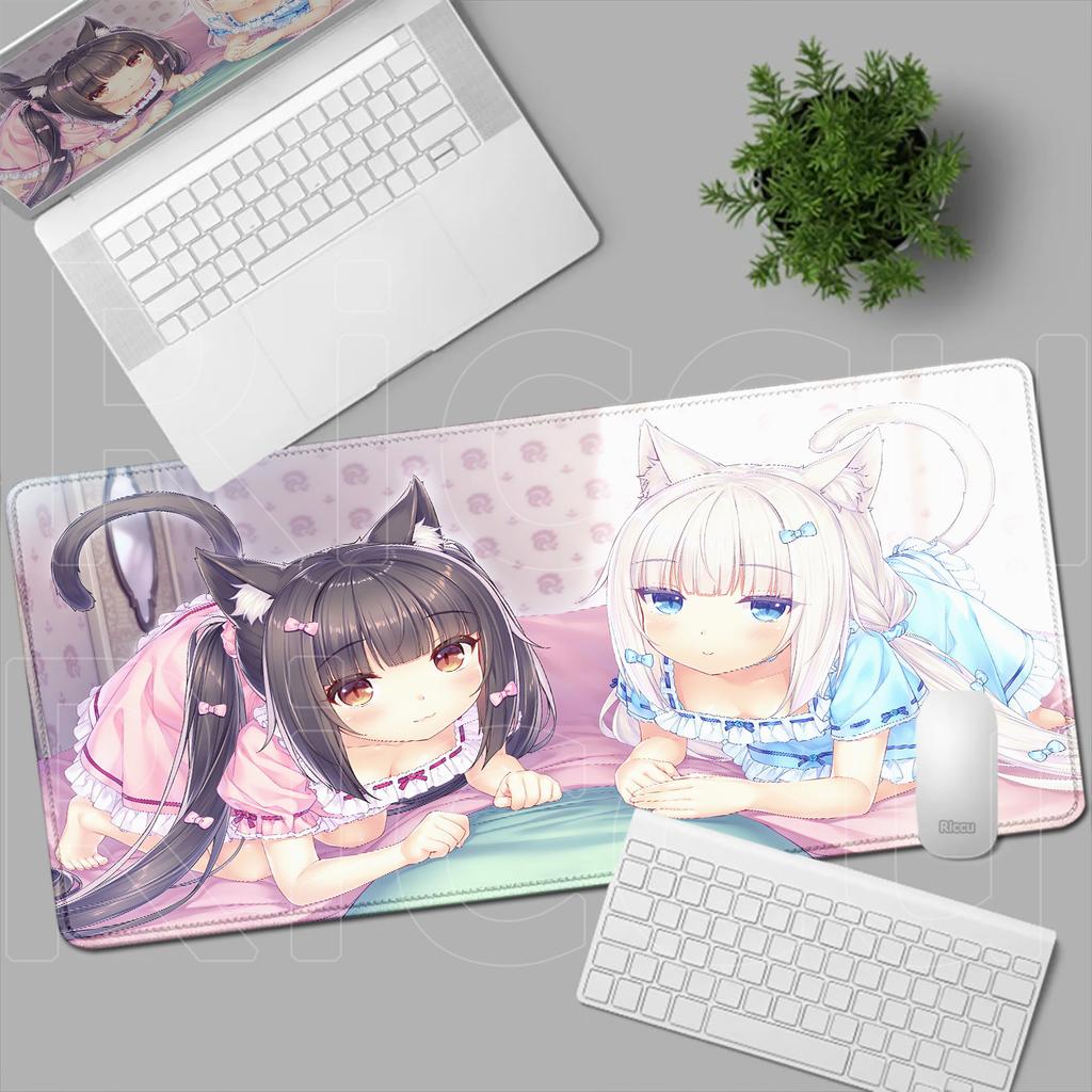 HD Anime Mousepad Cute Chocolate And Vanilla Natural Rubber Nonslip Keyboard Gaming Nekopara Extended Mat PC Office Accessories