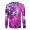 Spring and Autumn Round Neck 3D Tie Dye Printed T-shirts Fashionable Casual Long Sleeved Men's T-shirts