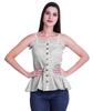 Moomaya Casual Shoulder Strap Flared Hem Cotton Slub Printed Women Summer
