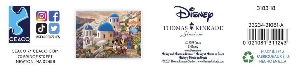 Ceaco - Disney - Thomas Kinkade - Mickey & Minnie in Greece - 1000 Piece Jigsaw Puzzle