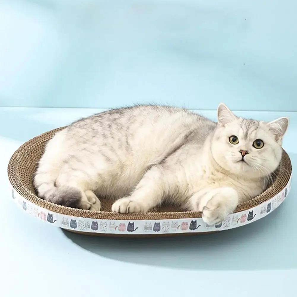 Corrugated Cat Scratcher Cat Scrapers Round Oval Grinding Claw Toys for Cats Wear-Resistant Cat Bed Nest Cat Accessories