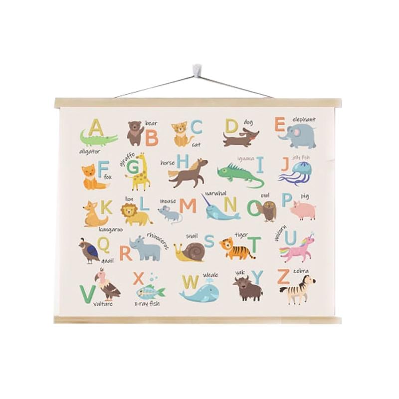

Alphabets Banners with Cute Animal Designs for Kids Room Toddlers Wall Decors Letter Hanging Art Poster with Wood Frame 40 x 30cm