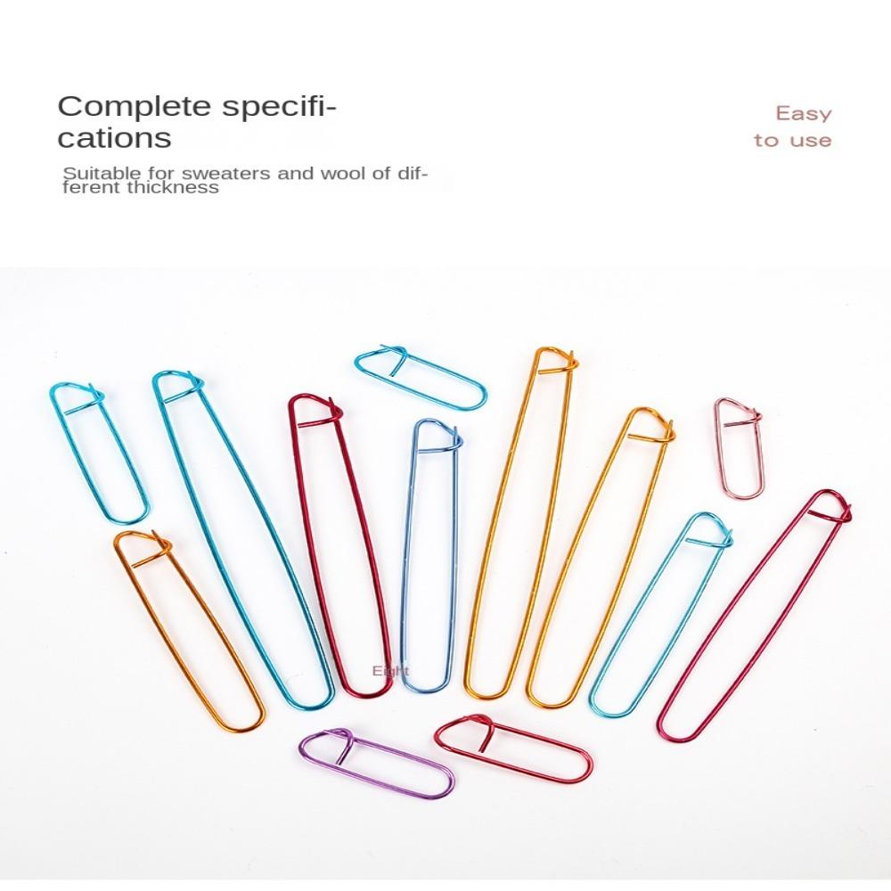 12Pcs 6 Sizes Colorful Aluminium Mark Large Pin Stitch Holders Set For Knitting Crocheting Yarn Markers