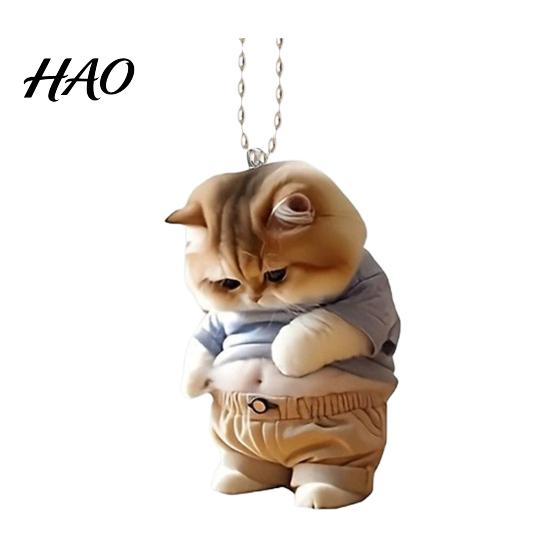 Easy to Hang Car Ornament Pot-bellied Dog Cat Hanging Home Indoor Christmas Tree Rearview Cartoon Accessory Mirror 2D Flat Acrylic Big Belly