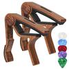 2 Acoustic/electric Guitar Capo Aluminum Alloy Wood Grain Capo + 5 Picks with Pick Slot