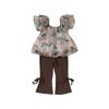 Princess Girl Summer Outfit Set With Rose Flower Pattern For Toddler Girls