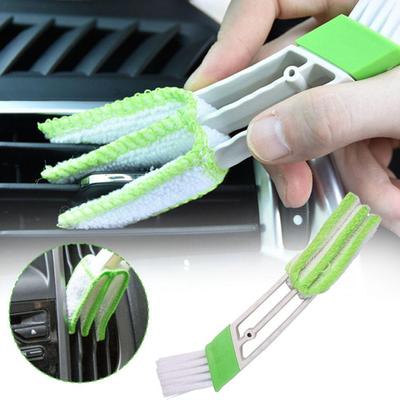 Mini Car Vent Cleaning Brush Automotive Ventilation Pen Double End Microfiber Cloth Cover Air Conditioning Cleaner Dusting Detailing Tool