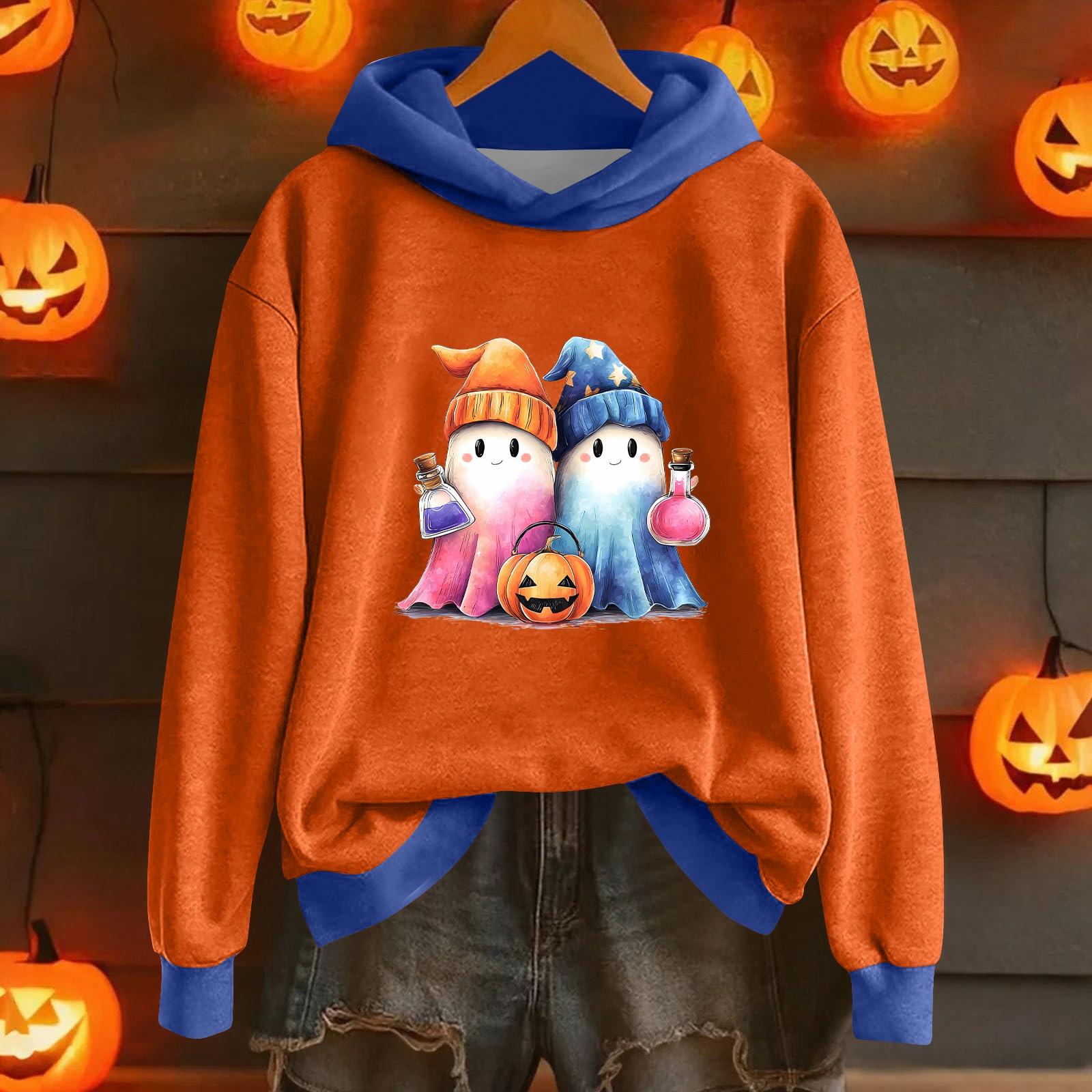 

Women s Fashion Lightweight Long Sleeve Pullover With Halloween Print Hoodie XXXL