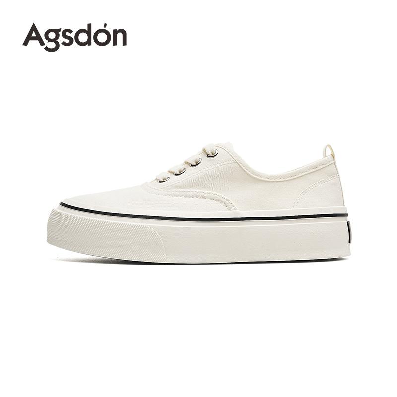 Augu Shideng Canvas Shoes Women's 2025 New Summer Platform Korean White Shoes Comfortable Casual Board Shoes Not Tired Feet