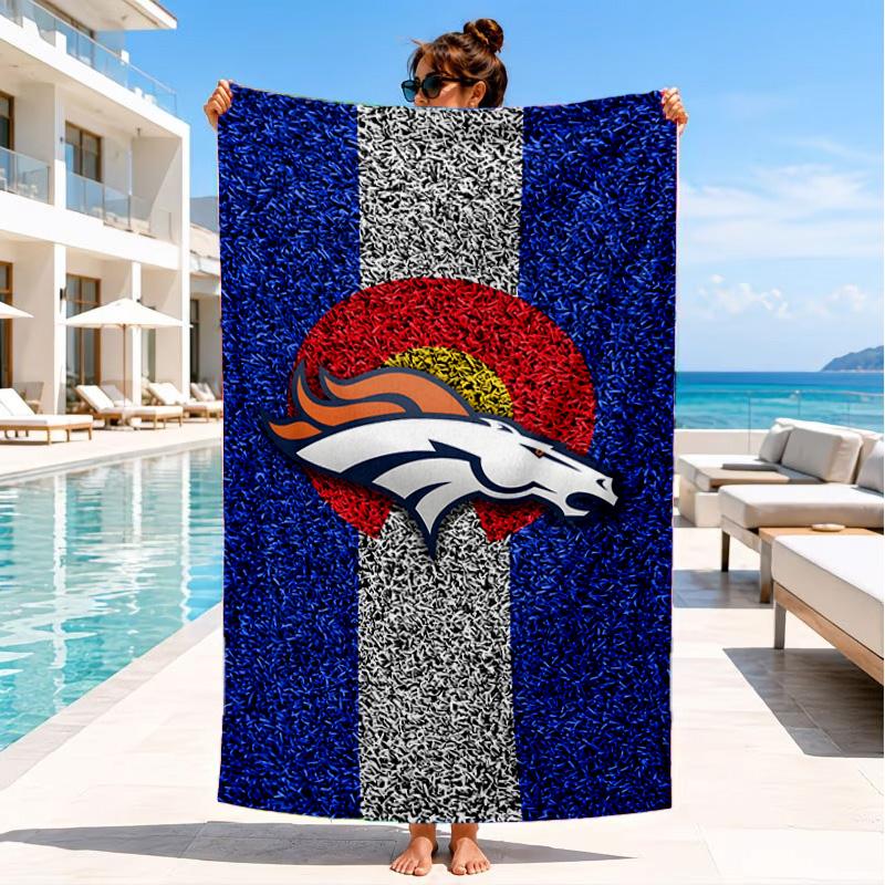 Telo Mare Logo Denver Broncos, Asciugatura Rapida, Facile da Curare, Adatto Sia per il Fitness che per le Vacanze al Mare, Essenziale Sportivo