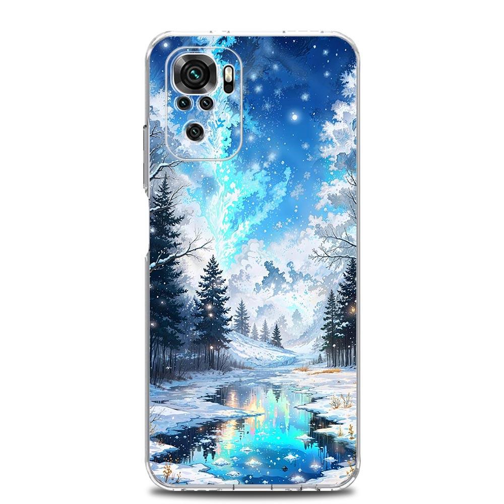 Phone Case For Xiaomi Redmi Note 14 13 12 4G 9S 9 10 11 Pro Plus 5G 14C 13C 12C 10C 9A TPU Cover Landscape Winter Light Snow