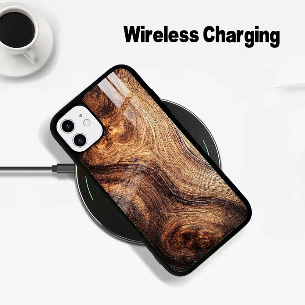 Natural Wood Texture For IPhone17 16 15 14 13 12 11 Plus Pro Max Plus Wireless Charger Phone Case