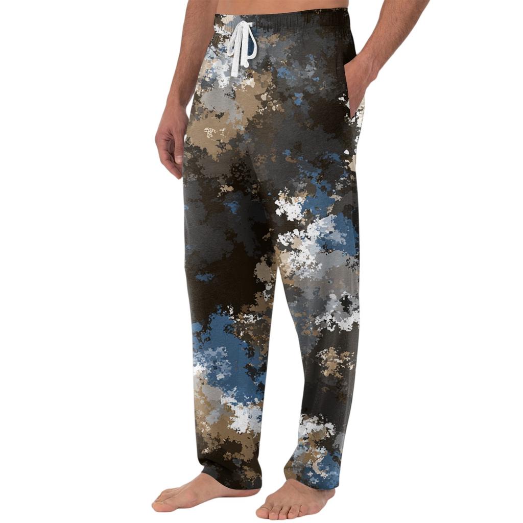 Pantaloni casual cu buzunar, tricotati pentru bărbați, cu imprimeu de Halloween, pantaloni de pijama