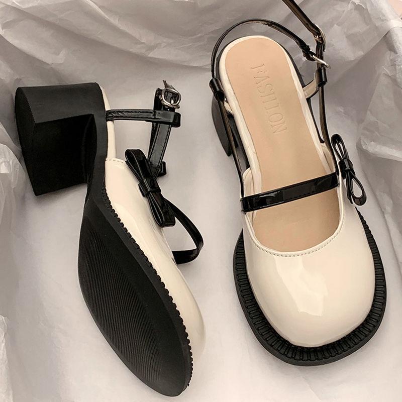 Fashion Woman Mary Jane Shoes Round Toe Tip High Heels Closed Sandals for Women 2025 Luxury Vintage Quality Comfort Vip Sandal On Sale