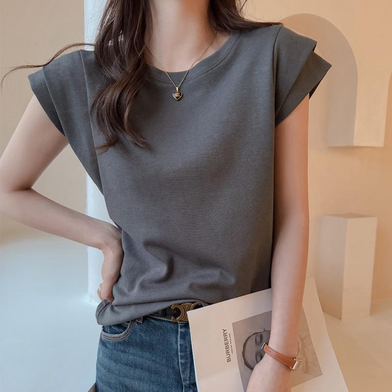 New Short-sleeved T-shirt for Women In Spring and Summer Loose Slim Design Niche Korean Version Sleeveless Top