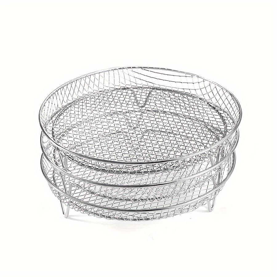 1pc Air Fryer Accessories, Round Air Fryer Rack, Multi-purpose Air Fryer Accessories, Steam Rack, Stainless Steel Stackable Rack, Dehydrator