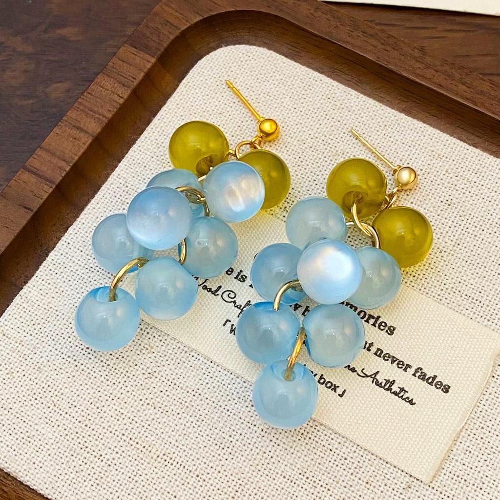 Red Berry Cluster Drop Earrings Fruit Inspired Dangle Earrings Gold Tone Hook Earrings for Women