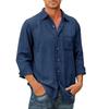 Men's Long Sleeves Pocket Single- Buckle Flip Collar Shirt