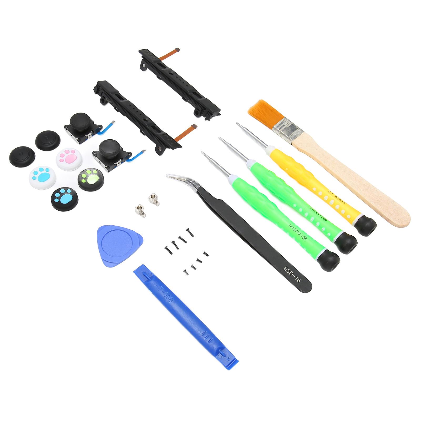 

Комплект для замены джойстика, комплект контроллера с левым и правым слайдером, металлические пряжки и инструмент для ремонта