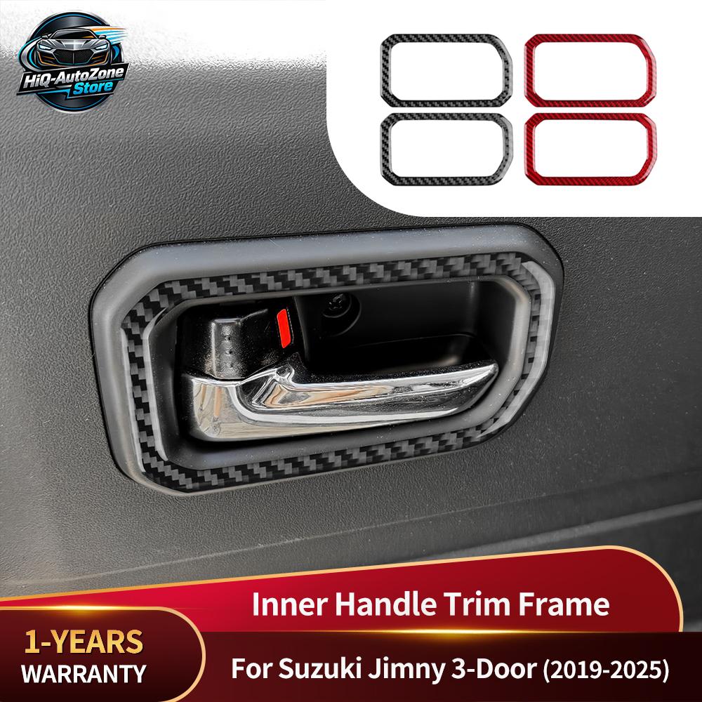For Suzuki Jimny 2019‑2025 Carbon Fiber Inner Door Handle Frame Interior Pull Bowl Trim Car Styling Decoration Car Accessories