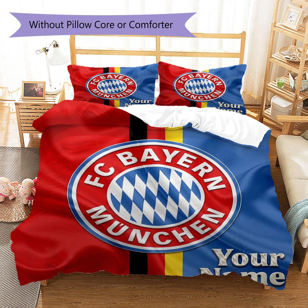 FC Bayern Munchen Custom Name Pattern Bedding,Quilt Set Quilt Cover Pillowcase Home Birthday Gift(1 * duvet cover + 2 * pillowcase, without core)