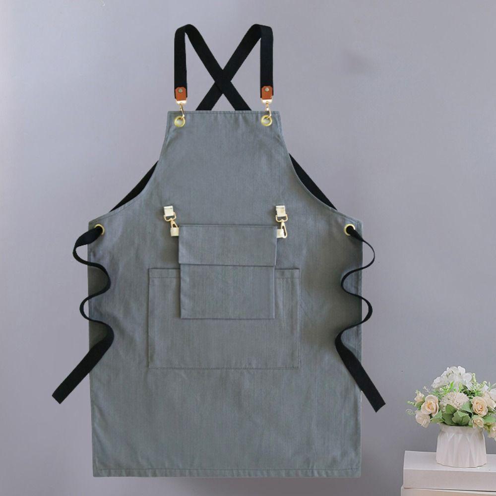 Multi-Pocket Kitchen Aprons Adjustable Cooking Aprons Portable Work Apron  Grilling