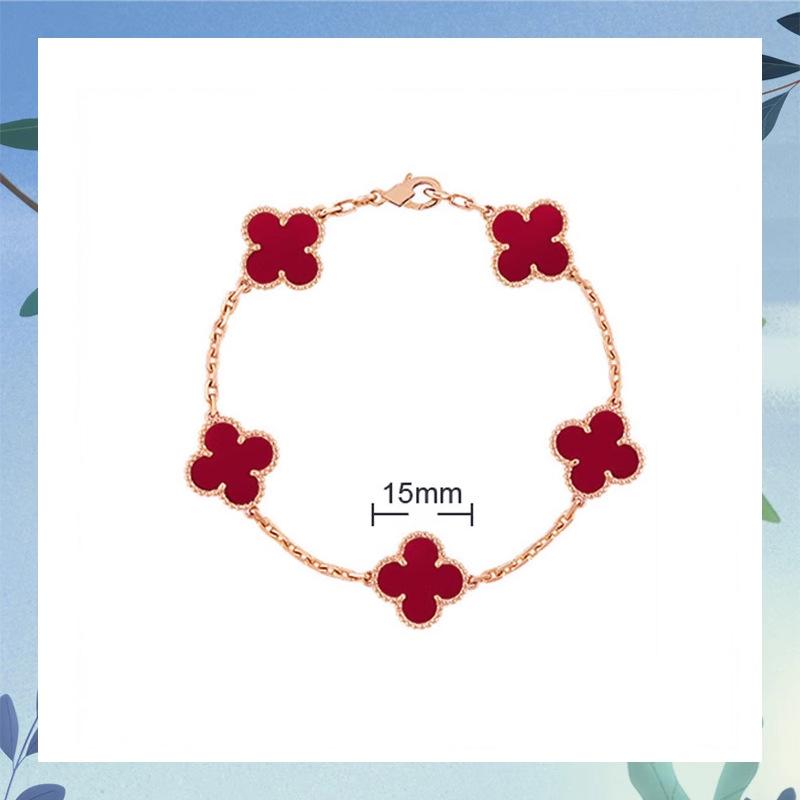 Clover Bracelet CNC Buckle Thick Chain Rose Gold Red Agate Black Agate Lucky Bracelet for Women