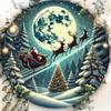Vintage Santa Sleigh Iron Wall Art Round Metal Decor Panel