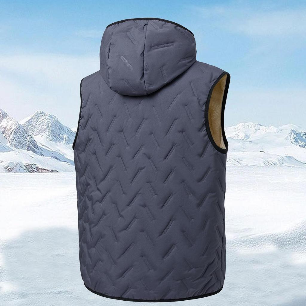 Men's Autumn and Winter Thickened Down Vest with Hood Comfortable and Warm Suitable for Daily Life Shopping and Travel