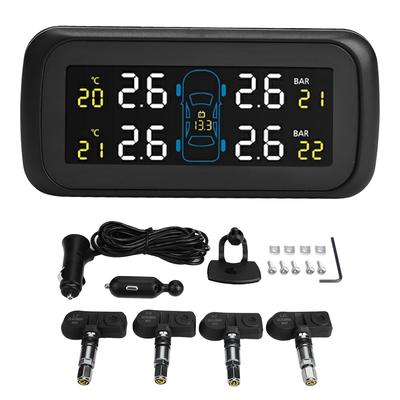 Car TPMS Tyre Pressure Monitoring System LCD Cigarette Lighter USB Charger 4 Internal Sensor