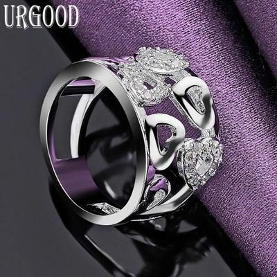 Bague en argent Sterling 925, cœur creux, Zircon AAA, bijoux à la mode