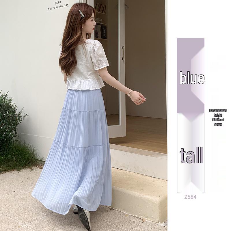

Purple High-Waist A-Line Pleated Skirt for Women - Spring 2026 Korean Style XL (135-155 lbs)