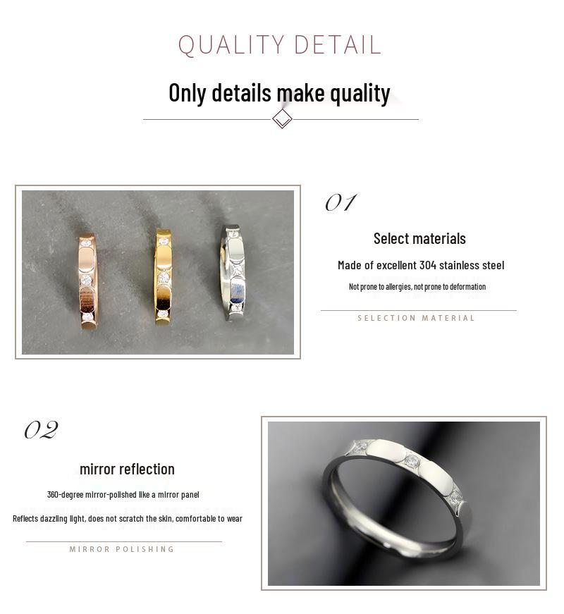 Japanese-Korean High-End Light Luxury Micro-Inlaid Ring - Classic & Durable Women's Fashion