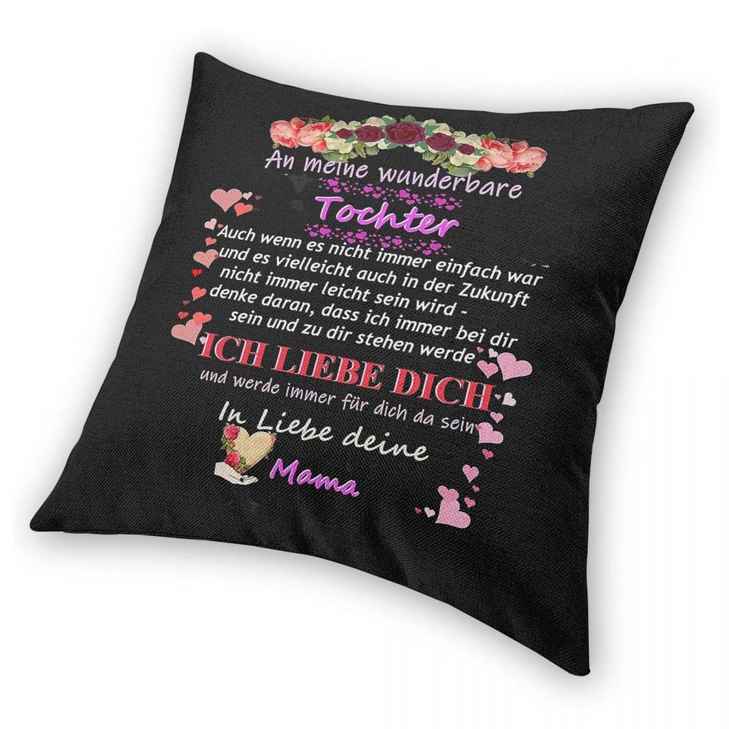 Wonderful Daughter Mom Love Saying Square Pillowcase Polyester Linen Velvet Creative Decorative Throw Pillow Case Cushion 18"
