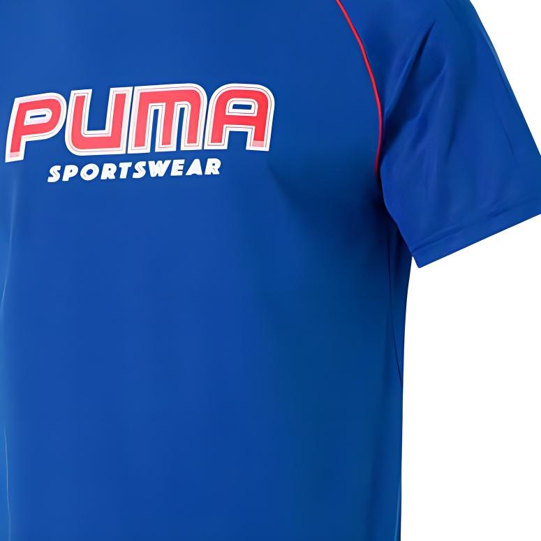 Puma Ss25 Brand Logo Letter Crew Neck Raglan Short Sleeve T-Shirt Unisex T-Shirt Blue 631723-58