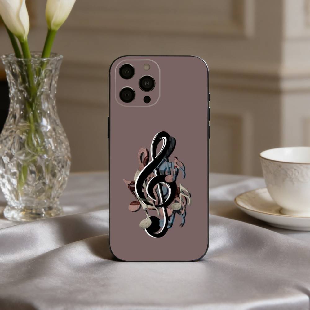 M-Music Art T-Treble Clef Phone Case For iPhone 17,16,15,14,13,12,11 Plus,Pro Max,XS,Soft Silicone Black Cover