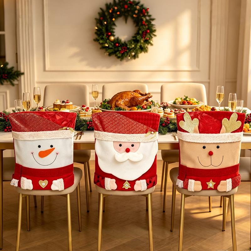 Santa Claus Red Chair Covers for Christmas Dining Room