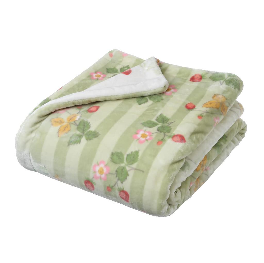 Nishikawa [Nishikawa] Single Washable Blanket, Wedgwood Wild Strawberry, Two-Piece, Reversible, Winter, Green, FQ02805031
