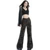 Women's American Retro Camo Work Pants: Spring High Street, Hip Hop Style, Loose Micro Flare, Floor-Length, Drape Casual Trendy.