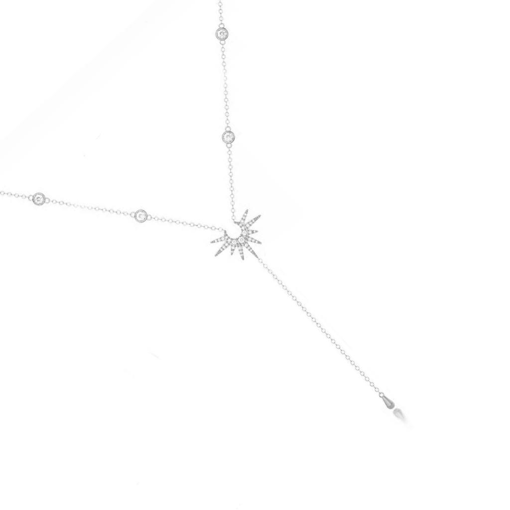 Elegant Beaded Necklace Y Shape Neck Jewelry Sun Pendant Necklace Alloy Texture Fashion Necklace for Fashion Ladies