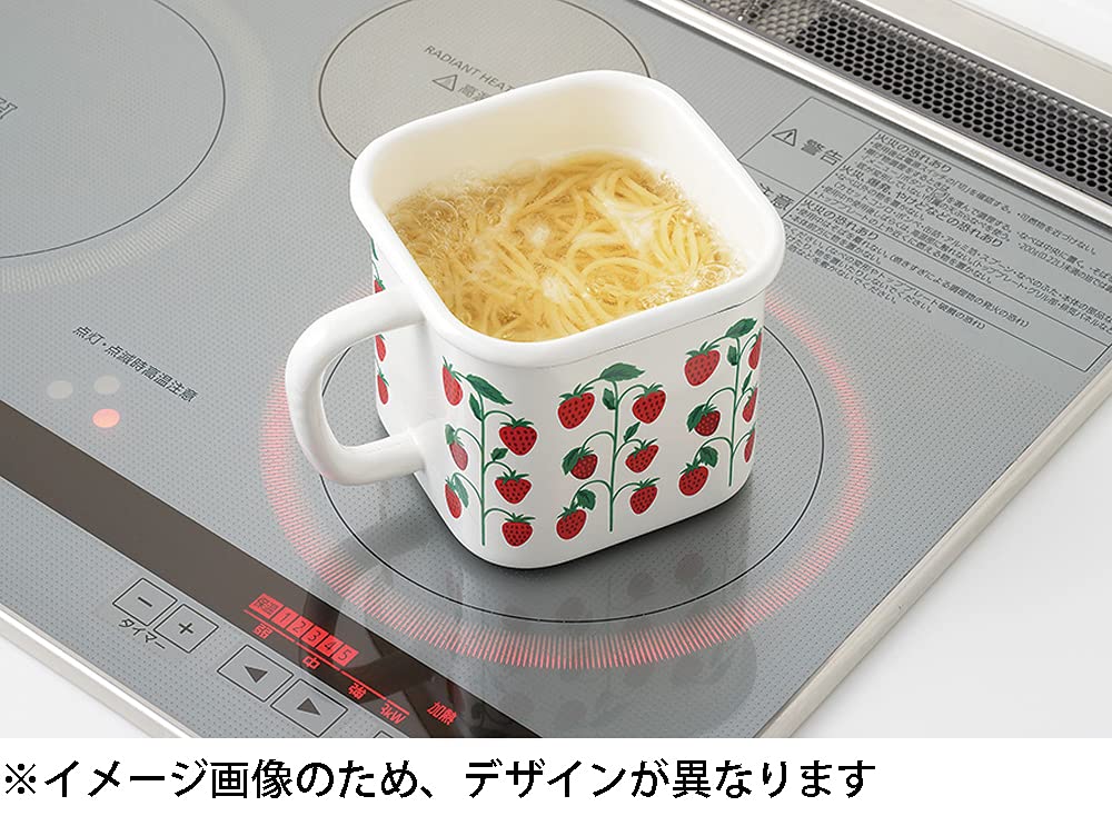 Tamahashi Storage Container Square Pot Enamel 1450ml Fire Compatible Made In Japan Prune White Red Strawberry IH/Gas YJ-819