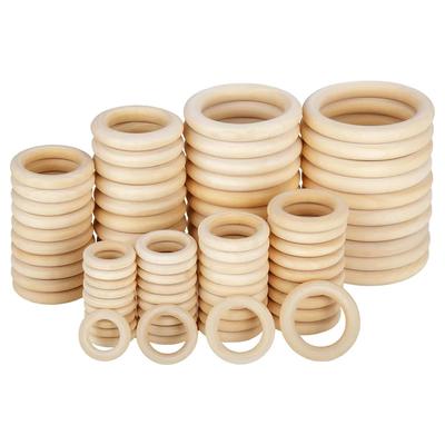 15-100mm Natural Unfinished Solid Wood Rings Smooth Wood Circles for DIY Craft, Ring Pendant Connector, Jewelry Making and Decor