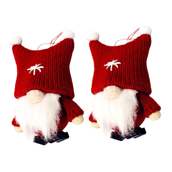 

2 шт. безликие куклы, висящие плюшевые украшения, вязаные мультяшные куклы, рождественские украшения, домашний декор красный