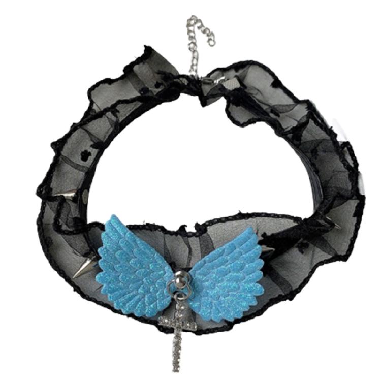 Lalcelike Necklace Choker with Rhinestone Cross Pendant for Girl Cosplay Costume
