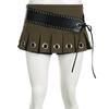 Women's Clothes Retro Punk Low Waist Y2k Mini Pleated Skirt With PU Belt Summer Sexy Super Short Skirt Vintage Streetwear Skinny