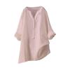 Women's Solid Color Long Sleeve Shirt with Stand Up Collar Casual Loose Blouse Button Down Tops