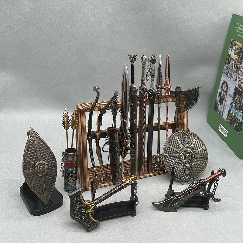 God of War Game Replica Metal WeaponsModel Set Kratos Action Figure Accessory Retro Collectible Desktop Decorations Toy Boy Gift